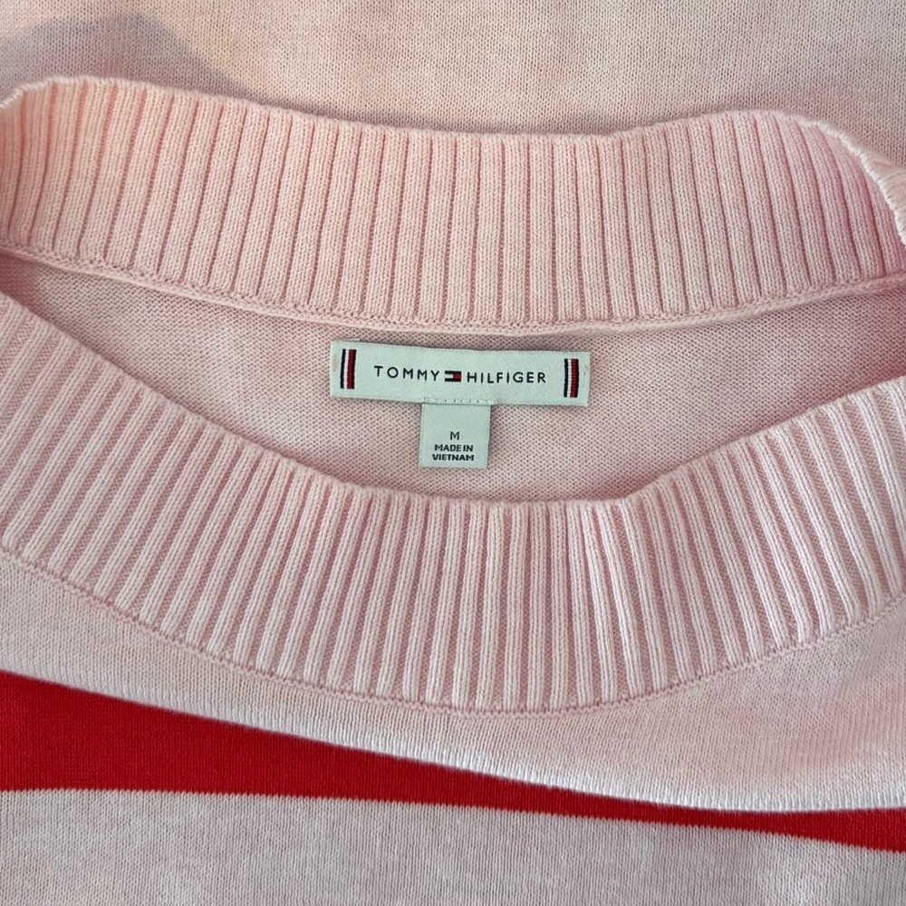 Tommy Hilfiger - Woman’s Pink and Red cotton boatneck sweater. Size M - Picture 8 of 11